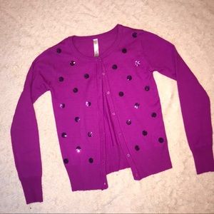 Girls Purple Sequin Cardigan Sweater (size 14/16)